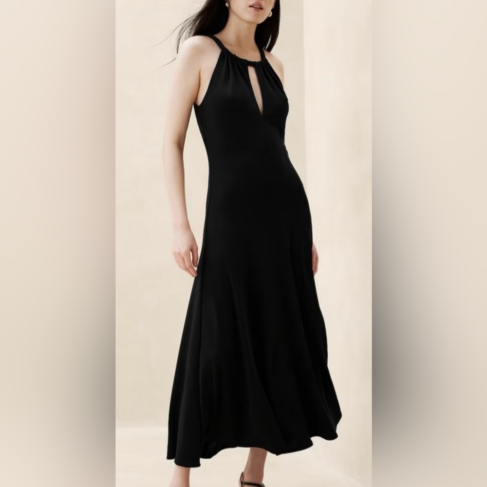 NWT Banana Republic Factory Halter Knit Maxi Dress Black M